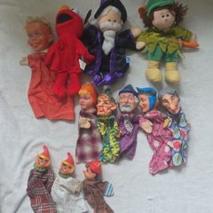 Collection of vintage hand puppets - various characters