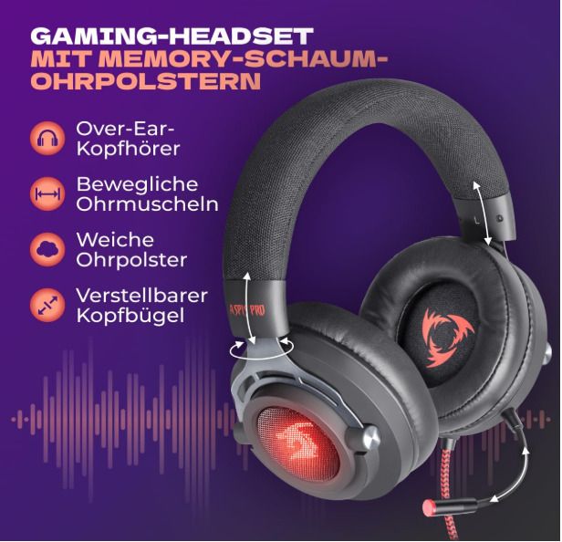 Defender Aspis Pro 7.1 Gaming Headset with Microphone, USB, RGB, 50mm Driver