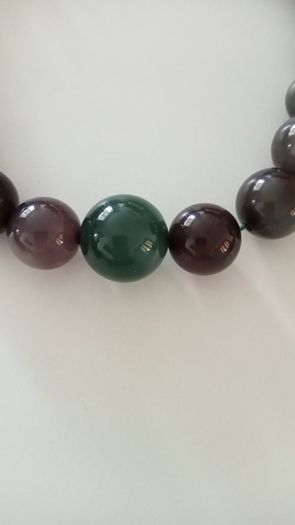 Green and Purple-Beaded Necklace