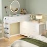 170cm Chest of Drawers with Charging Station and LED Light, Rotatable Dressing Table with 10 Fabric Drawers and Side Pockets, Modern Makeup Vanity Desk Home Office Desks, White Image 7