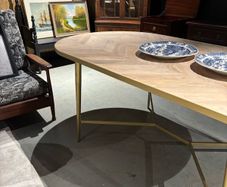 Will and I clearance Oval dining table parquet top (new in box ) 220cm w / 100cm d / 77cm h