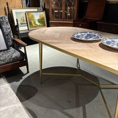 Will and I clearance Oval dining table parquet top (new in box ) 220cm w / 100cm d / 77cm h