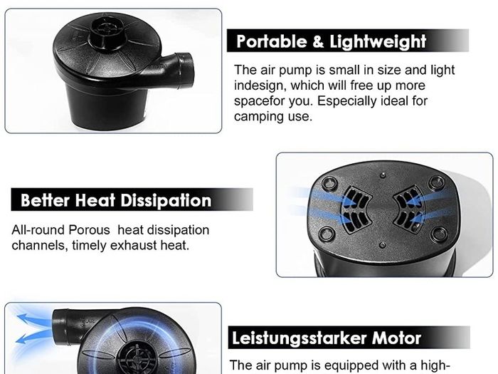 Electric Air Pump, portable quick fill AC Inflator Deflator with 3 Nozzles 220V AC/150W 50/60Hz Quick Fill Electric Pump for Inflatable Air Mattress Pump Air Bed Pool Toy Raft Boat (FREE SHIPPING)