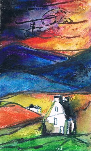Ireland Inspired Aquarell Landscape from the Artist