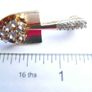 Small Gold Shovel Brooch With Tiny Rhinestones, Vintage Brooch Pin Image 4
