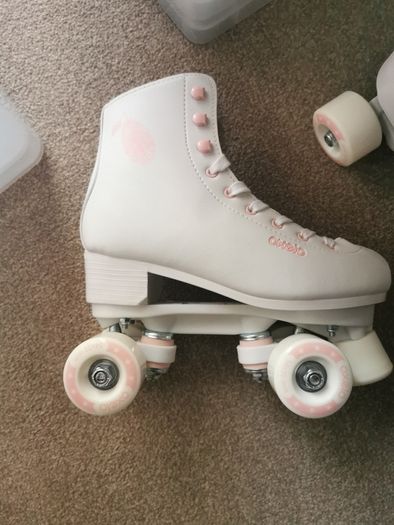 Kids' and adult artistic roller skating quad skates 100 - white  Size 37