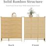 Bamboo Shoe Storage Cabinet Wooden Shoes Rack Organiser with 3 Rattan Doors Image 4