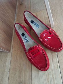 New Antonio Parriego Suede Leather Cherry Red Shoes (39).