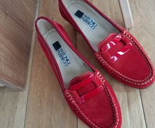 New Antonio Parriego Suede Leather Cherry Red Shoes (39).