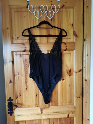 BNWT Fab Black Bodysuit with Leather Look Bottom size 16