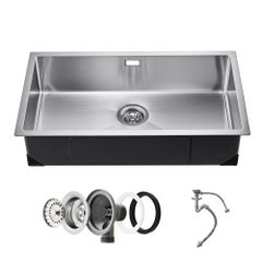 76cm Kitchen Sink Workstation, 304 Stainless Steel Undermount Sinks, Drop-In Single Bowl Farmhouse Basin with Accessories