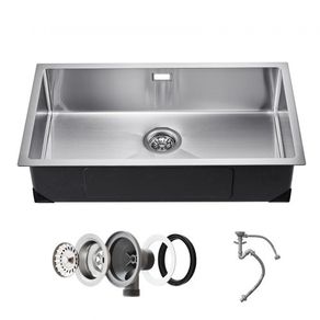 76cm Kitchen Sink Workstation, 304 Stainless Steel Undermount Sinks, Drop-In Single Bowl Farmhouse Basin with Accessories