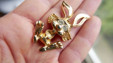 Vintage Gold Tone Bunny Rabbit Brooch