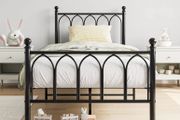Single Metal Bed Frame 90 x 190 cm with Headboard and Footboard