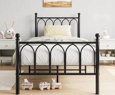 Single Metal Bed Frame 90 x 190 cm with Headboard and Footboard
