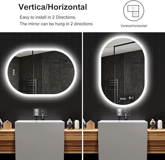 LED Oval Bathroom Mirror  Bluetooth an Anti Fog