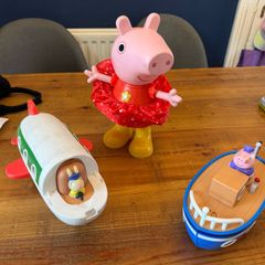 Peppa pig dancing figure, boat and plane.