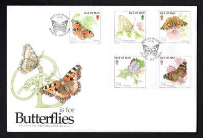 1993 Isle of Man Butterflies Commemorative Stamps Addressed First Day Cover (FDC)