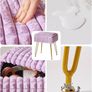 Rectangle Vanity Chair with Storage Space, Footrest Footstool Ottoman, Vanity Stool, Dressing Table Chair, with Anti-Slip Feet, for Makeup Room, Bedroom, Square Grid Pattern, Purple Image 7