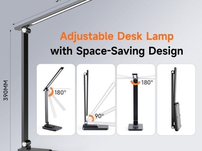 Desk Lamp LED Table Lamp,15 Modes LED Desk Lamp,Dimmable Bedside Lamps with Timer,Multi-Powered Desk Lamps for Study Lamp Reading Light,Adjustable Desk Light,Black Desk Lamp for Bedroom,Home,Office