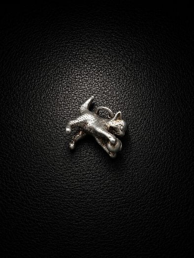 Vintage Cat Silver Charm