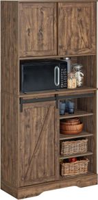 Sideboard With Sliding Door Chest Of Drawers  Kitchen Cabinet Tall Cabinet  Dark Brown