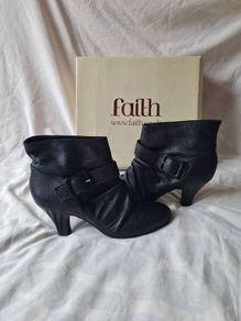 Faith sirrien black leather boots Size 6 eu 39 in like new condition