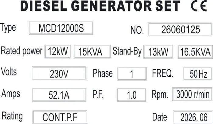 12Kw/15Kva Single Phase Generator