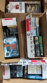 4 boxes of fiction books