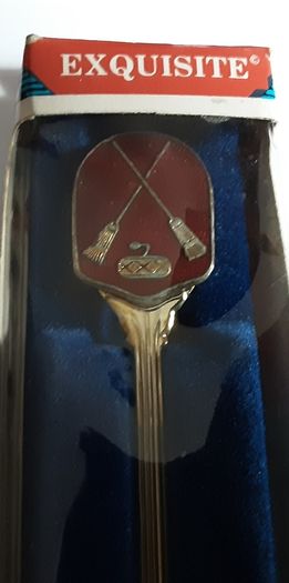 silver plated boxed curling spoon, AC