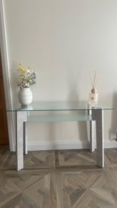 glass hall console table