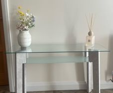 glass hall console table