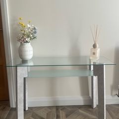 glass hall console table