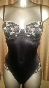 Intimate Collection Always&Forever black embroidered body suit thong size UK8 EUR36 cup UK34B EUR75B Postage included