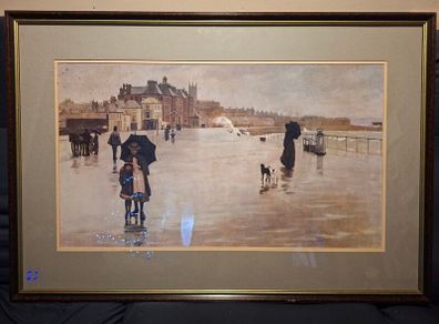 Large framed print (with glass)of " THE RAIN IT RAINETH " by Norman Garstin (1847 - 1926)
