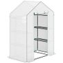 143 x 74cm Walk-In Greenhouse, with Shelves White Image 2
