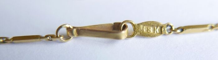 Antique Solid 18K Yellow Gold Bar-Link Chain Necklace length 23" - 5,6g