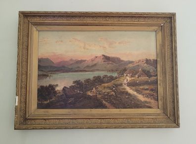 19th Century gilt framed Scottish highland oil on canvas