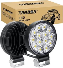 2 Pcs Round Mini Ultr Thin Led Work Light, 3.2 inch 42W Spot Beam, 12V 24V Outdoor Driving Lights Lamp for Car Off road Boat Truck 4x4 SUV ATV Tractors Excavator, 6000K White, Fog Lamp