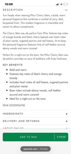 New PHLUR Cherry Stem EDP 50mls