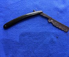 Vintage silver steel Sheffield cut throat razor