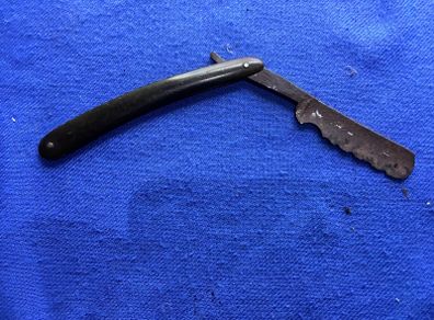 Vintage silver steel Sheffield cut throat razor