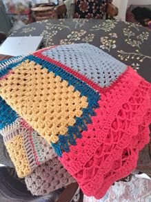 Handmade crochet Throw Kitsch Style Vintage Granny Chic