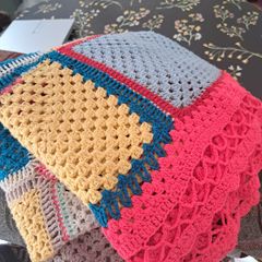 Handmade crochet Throw Kitsch Style Vintage Granny Chic