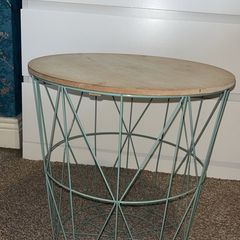 Side table with storage basket