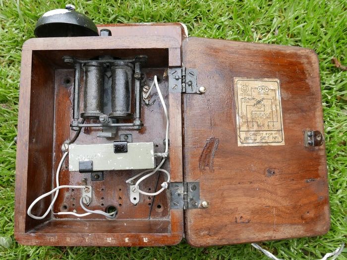 Antiques  Oak Telephone Box, Bell Set