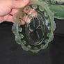 Collection of Art Deco Green Glass Scalloped Edge Bowls Image 5