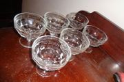 Vintage Stemmed Glass Sundae Bowls x 6 for Sale