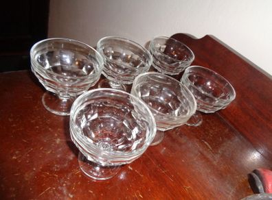 Vintage Stemmed Glass Sundae Bowls x 6 for Sale
