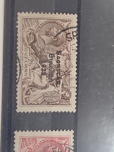 Rare 1927-28 Saorstat 3 line overprints  - wide setting